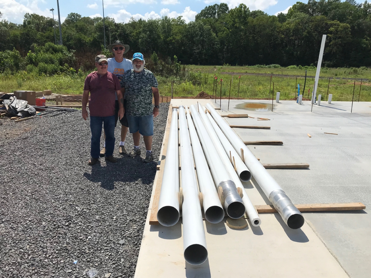 Three flag poles have been delivered and will soon be installed.  One 50' for American flag (8x12)and two 40' poles, one for state flag (5x8)and one for POW/MIA flag (5x8).